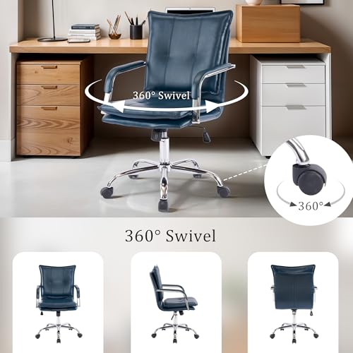 Brown Leather Ergonomic Office Chair with Arms Y851310