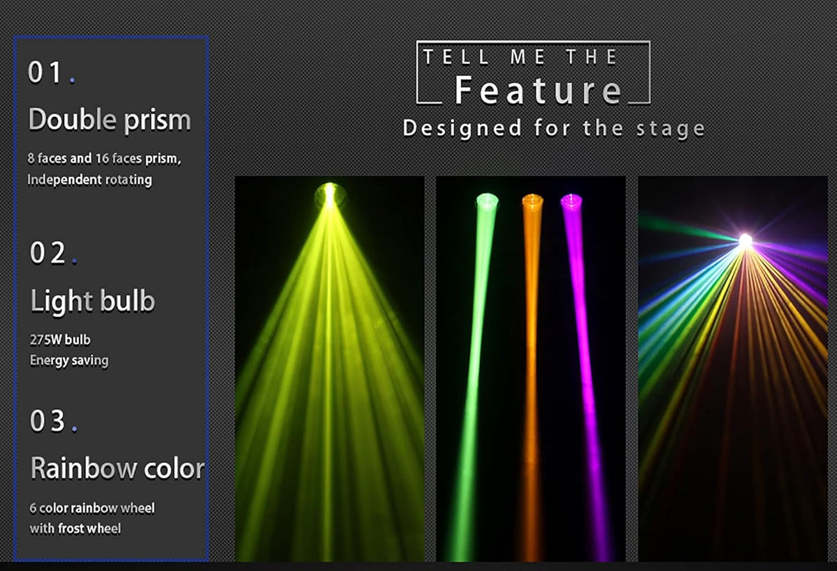 275W 10R Beam Moving Head Lighting with 2 Prisms DJ Disco Party Light S6922