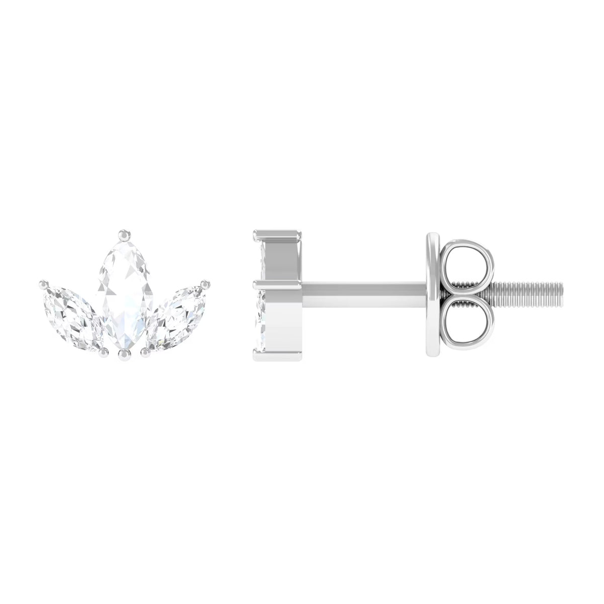 1/4 CT Marquise Cut Diamond Stud Earrings in Leaf Design, 925 Sterling Silver N84009