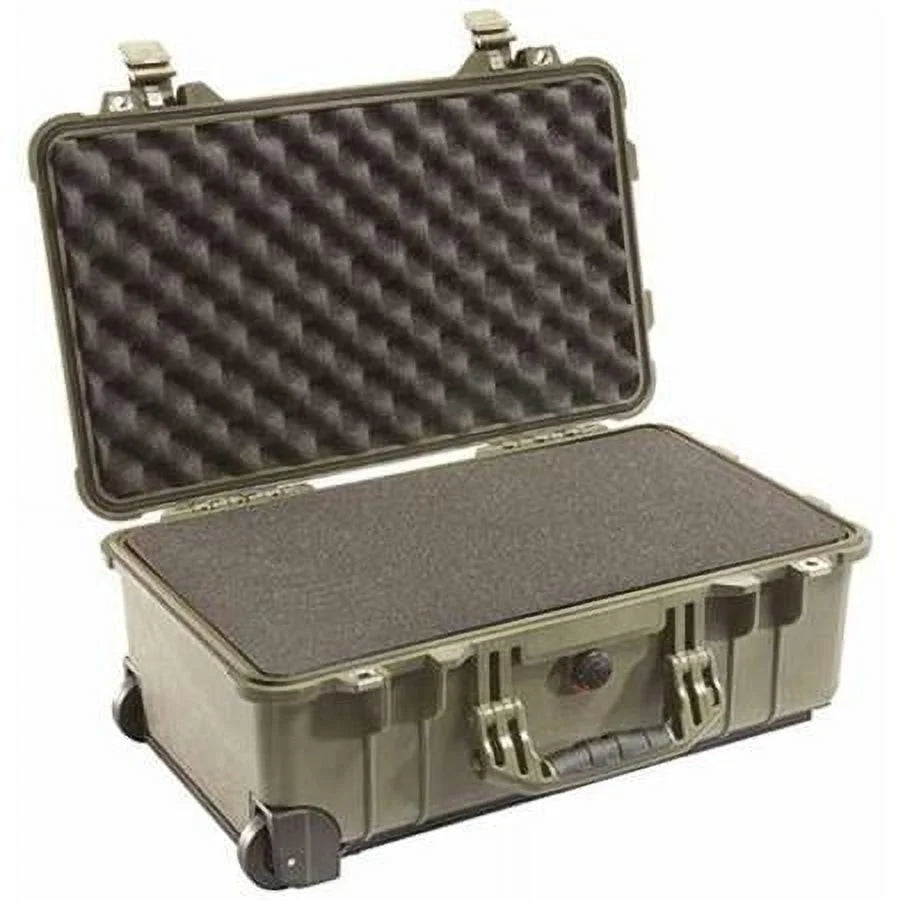 Olive Drab Green Watertight Carry On Hard Case with Foam Insert & Wheels P19571