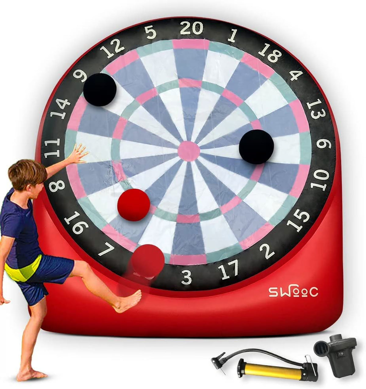 Giant Inflatable Outdoor Dartboard with Soccer Balls, Air Pump & Score Card D252