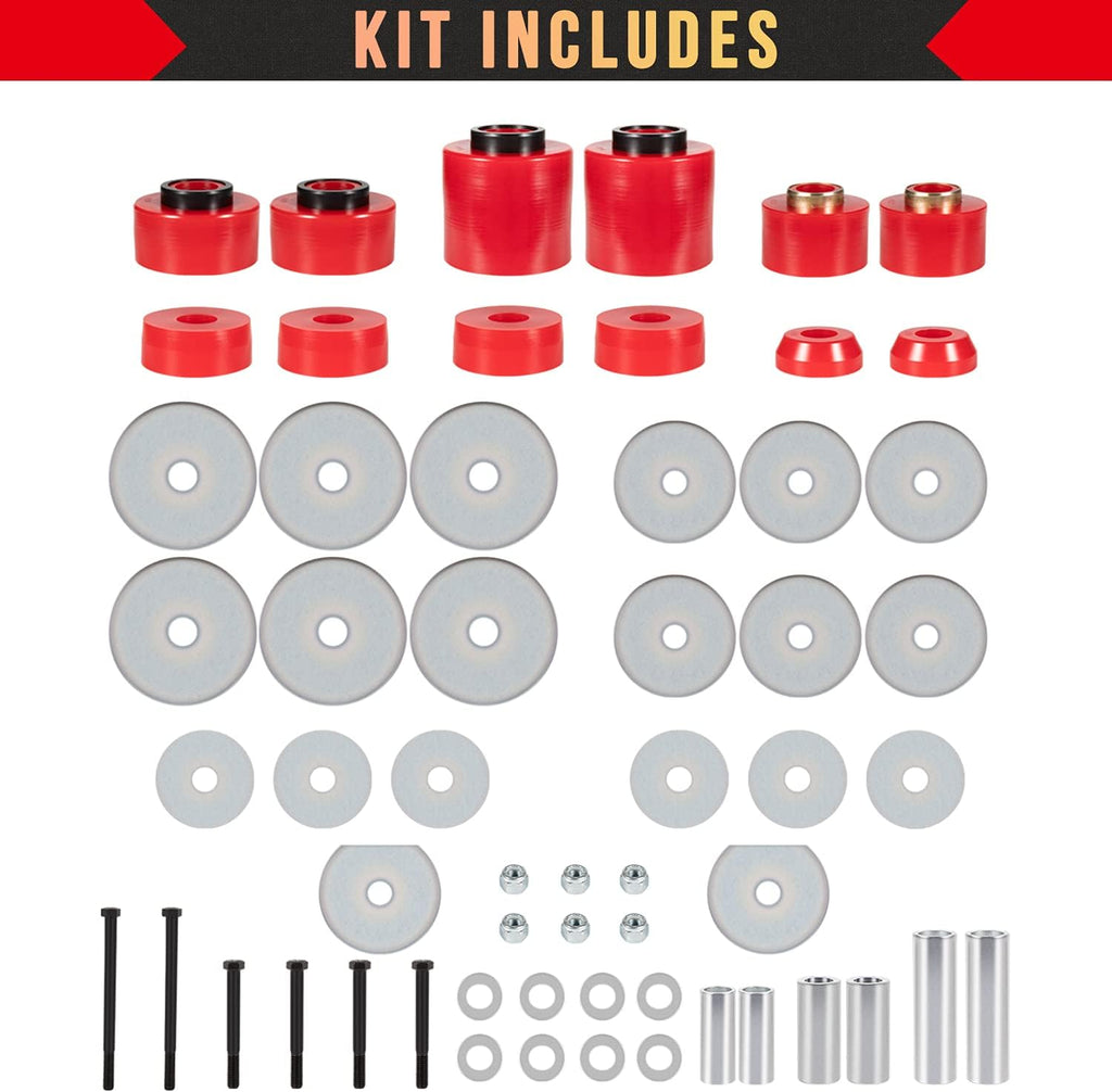 Red Polyurethane Body Mount Bushing Set Kit for Ford F150 F250 F350 G39108