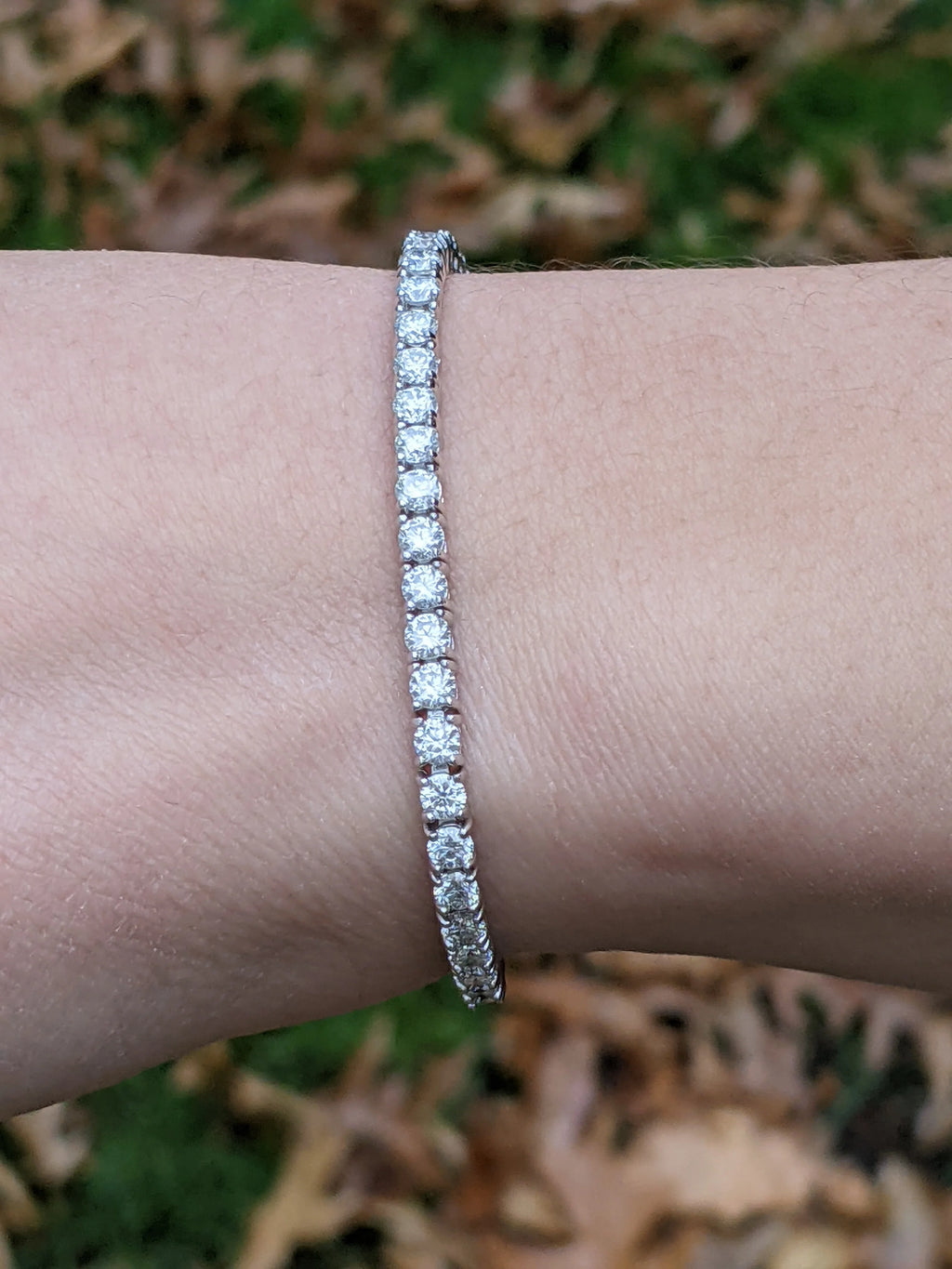 18k White Gold Plated Tennis Bracelet 4MM with Round Moissanite Y123
