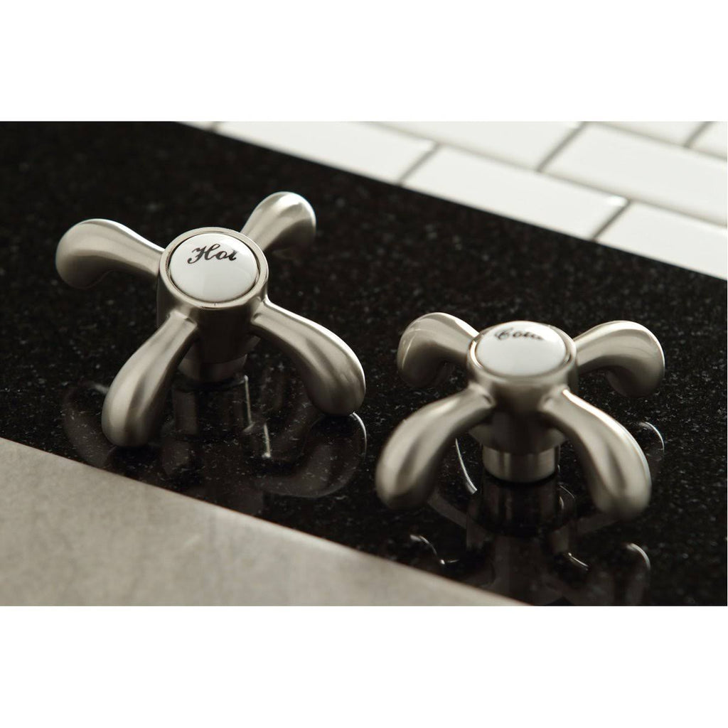 French Country 8-Inch Centerset Kitchen Faucet with Brass Sprayer Satin Nickel X1799