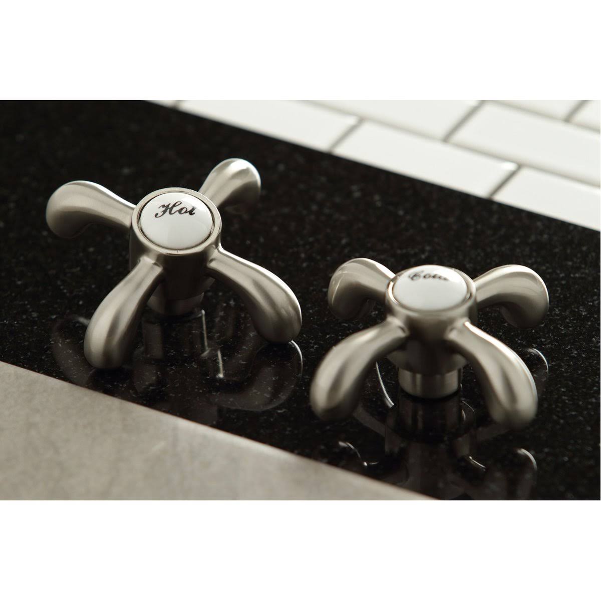 French Country 8-Inch Centerset Kitchen Faucet with Brass Sprayer Satin Nickel X1799