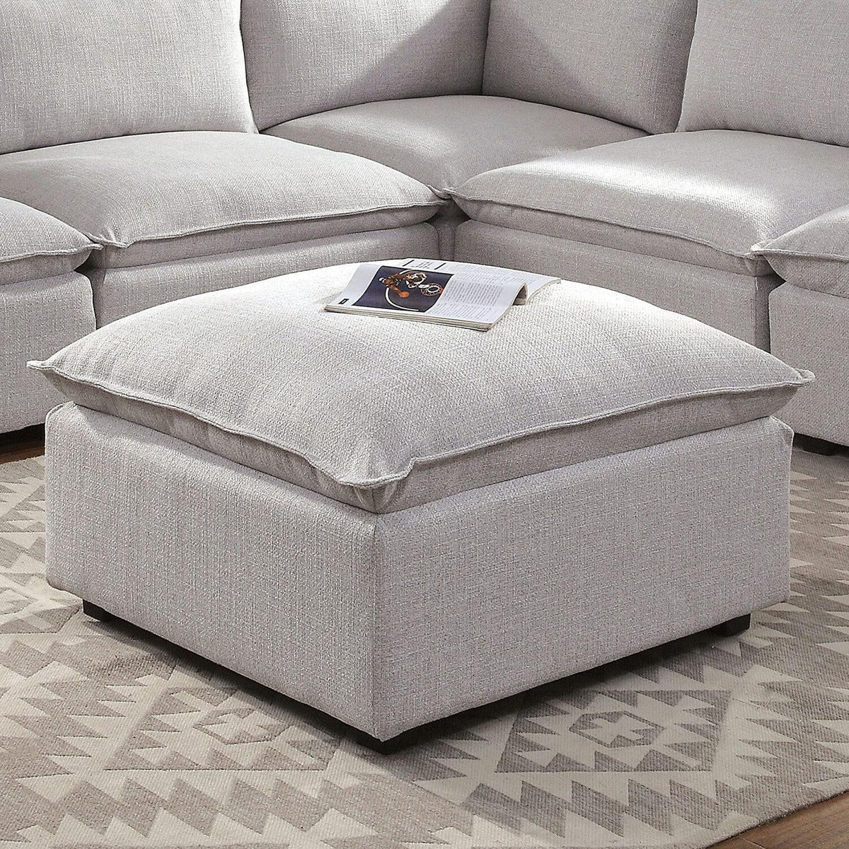 Light Gray Linen-like Fabric Sofa and Ottoman D21773