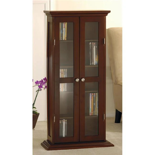 Antique Walnut Beechwood CD/DVD Cabinet with Glass Door B9292