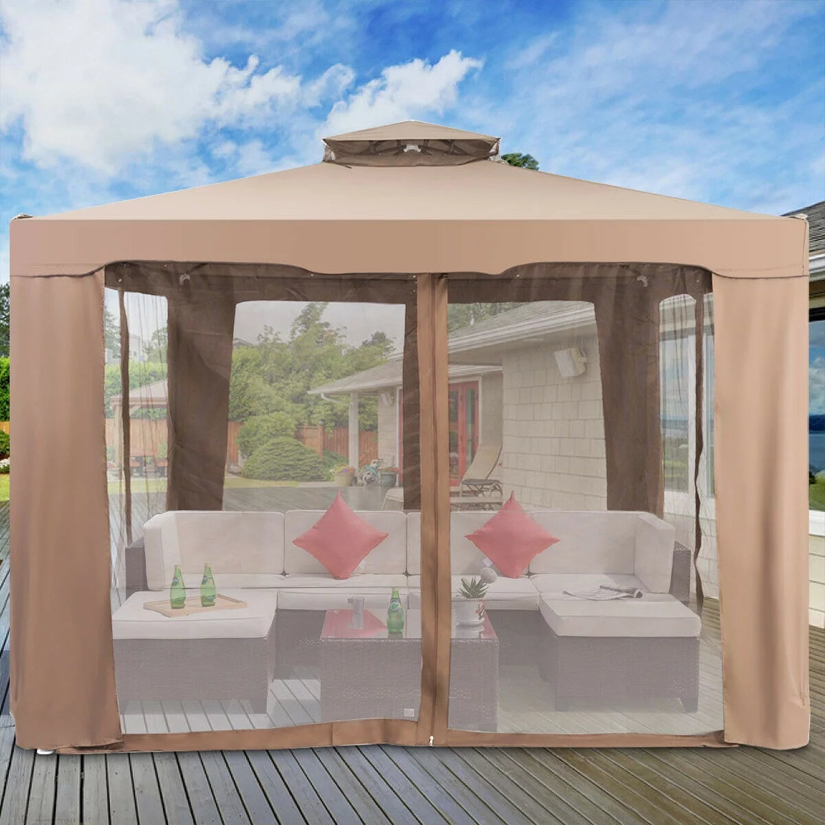 10'x 10' Canopy Gazebo with Mosquito Netting Z16234