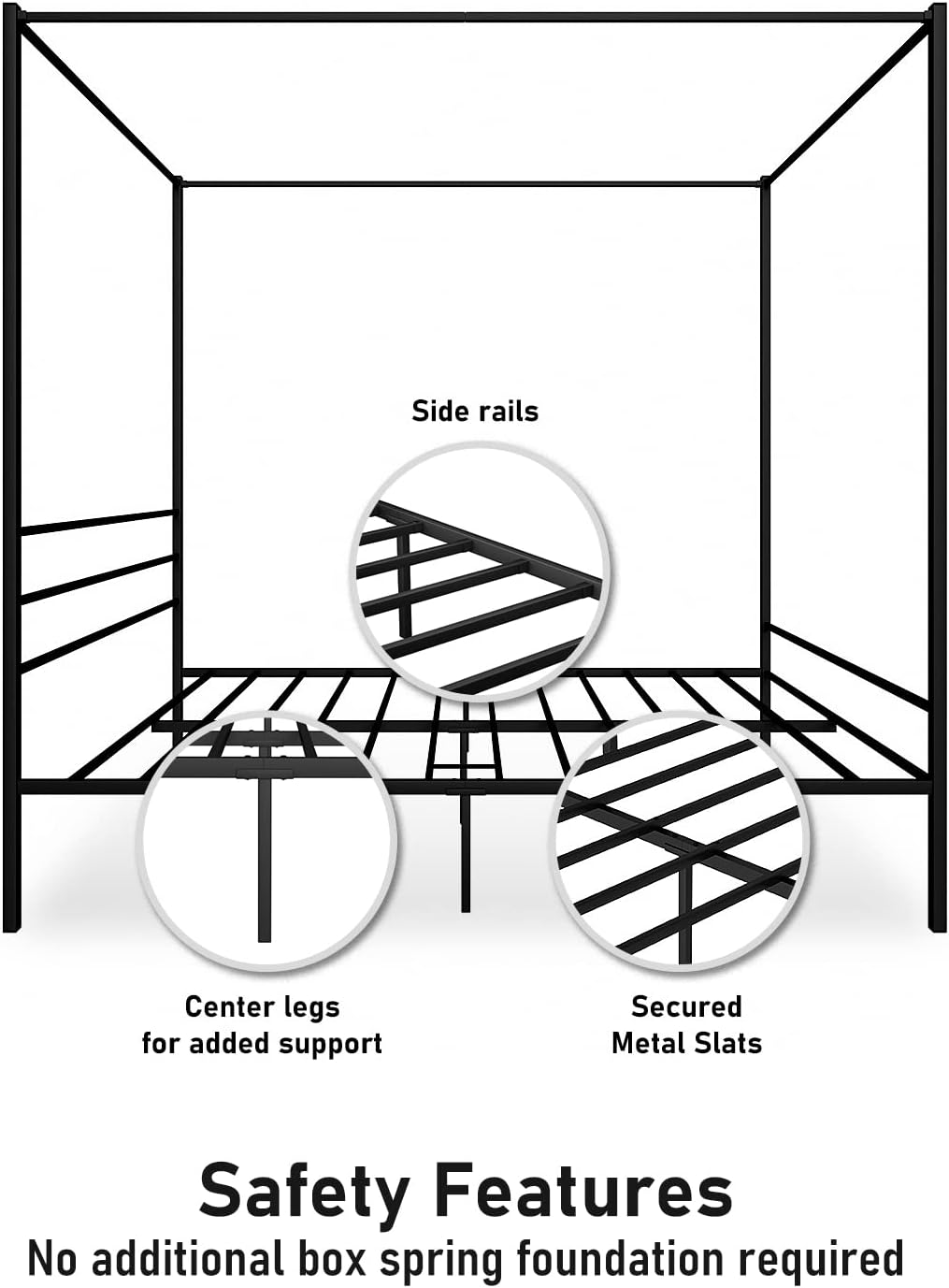 Queen Metal Canopy Bed Frame N960