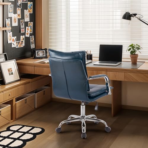 Brown Leather Ergonomic Office Chair with Arms Y851310