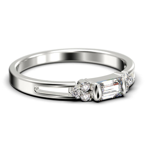 1.00 Carat Baguette Cut Diamond Moissanite Engagement Ring in 10k Solid White Gold G1111