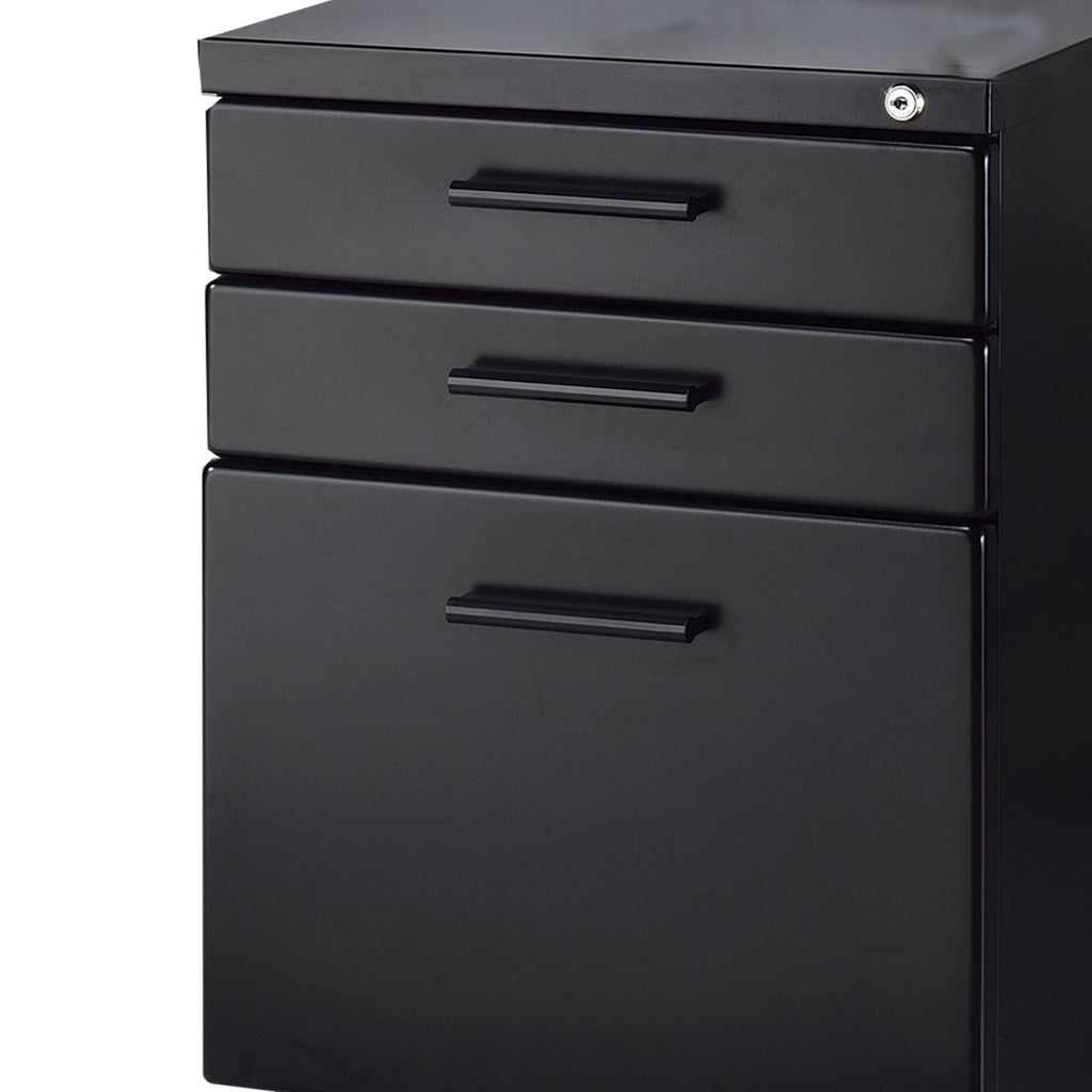 Black File Cabinet with Lock System and Caster Support H45733