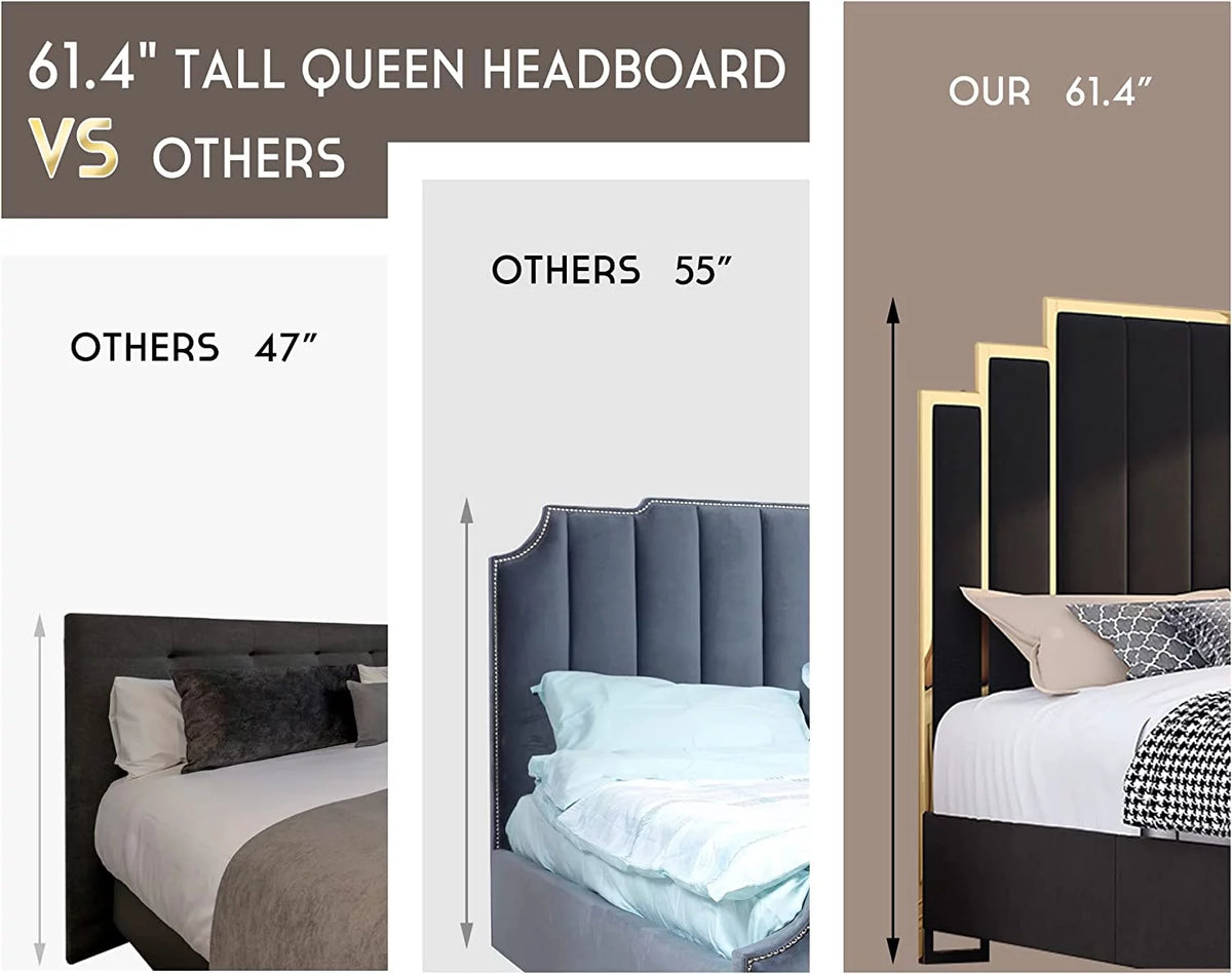 Queen Size Upholstered Bed with Headboard Q448343