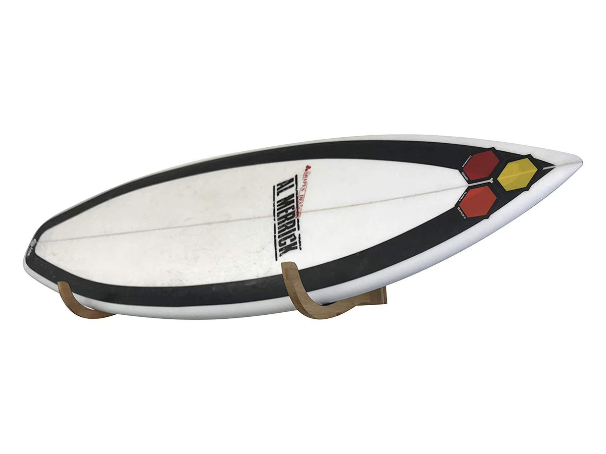 Surfboard Wall Mount with Rubber Strip and Dark Stained Wood F614334