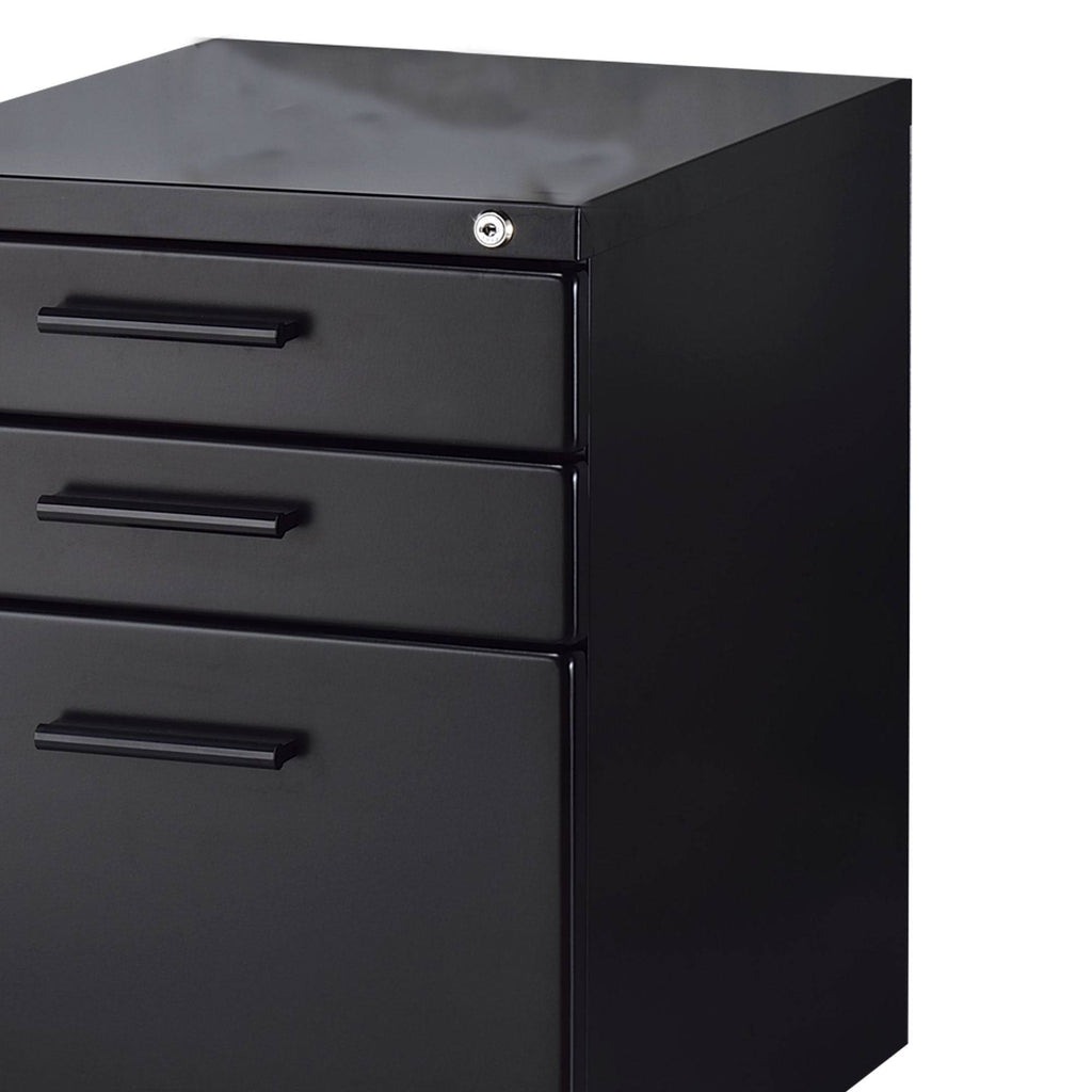 Black File Cabinet with Lock System and Caster Support H45733