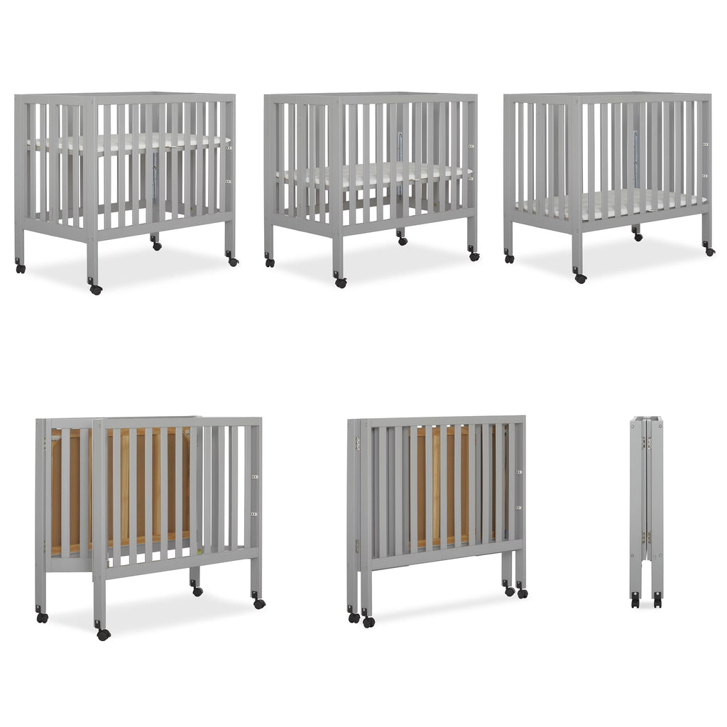 Pebble Grey Folding Crib K120