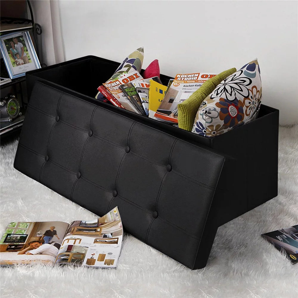 Faux Leather Storage Ottoman Bench W944025