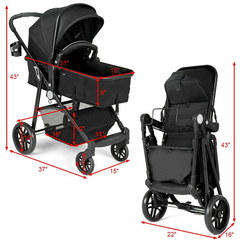 Foldable Baby Stroller Black B6894