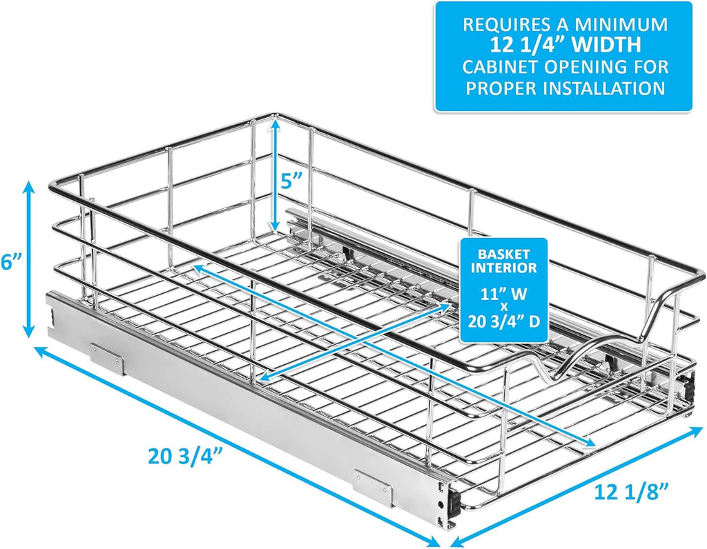 Pull Out Cabinet Organizer Basket, 11W x 21D x 5H M233584