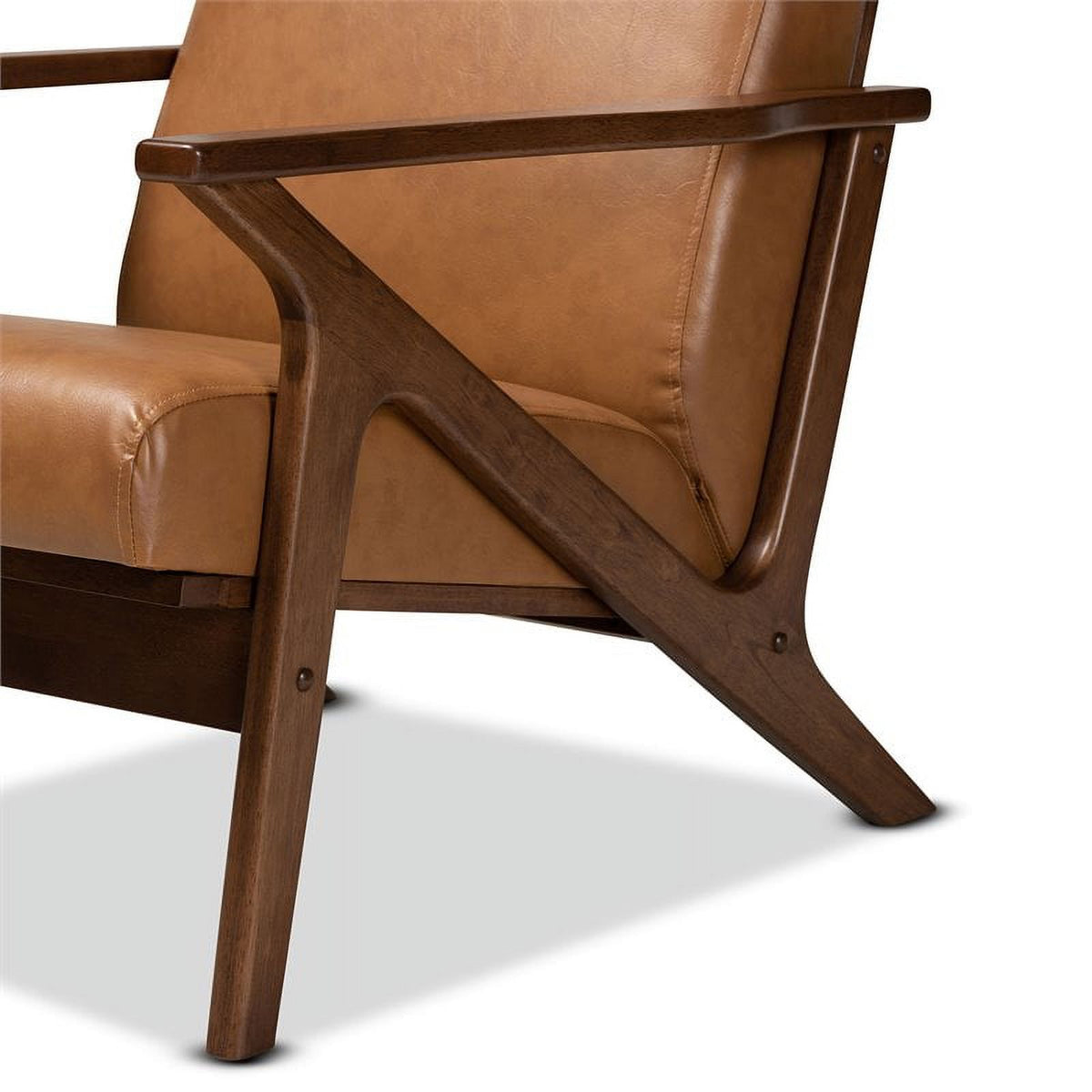 Brown Finished Wood 2-Piece Lounge Chair and Ottoman Set B24917