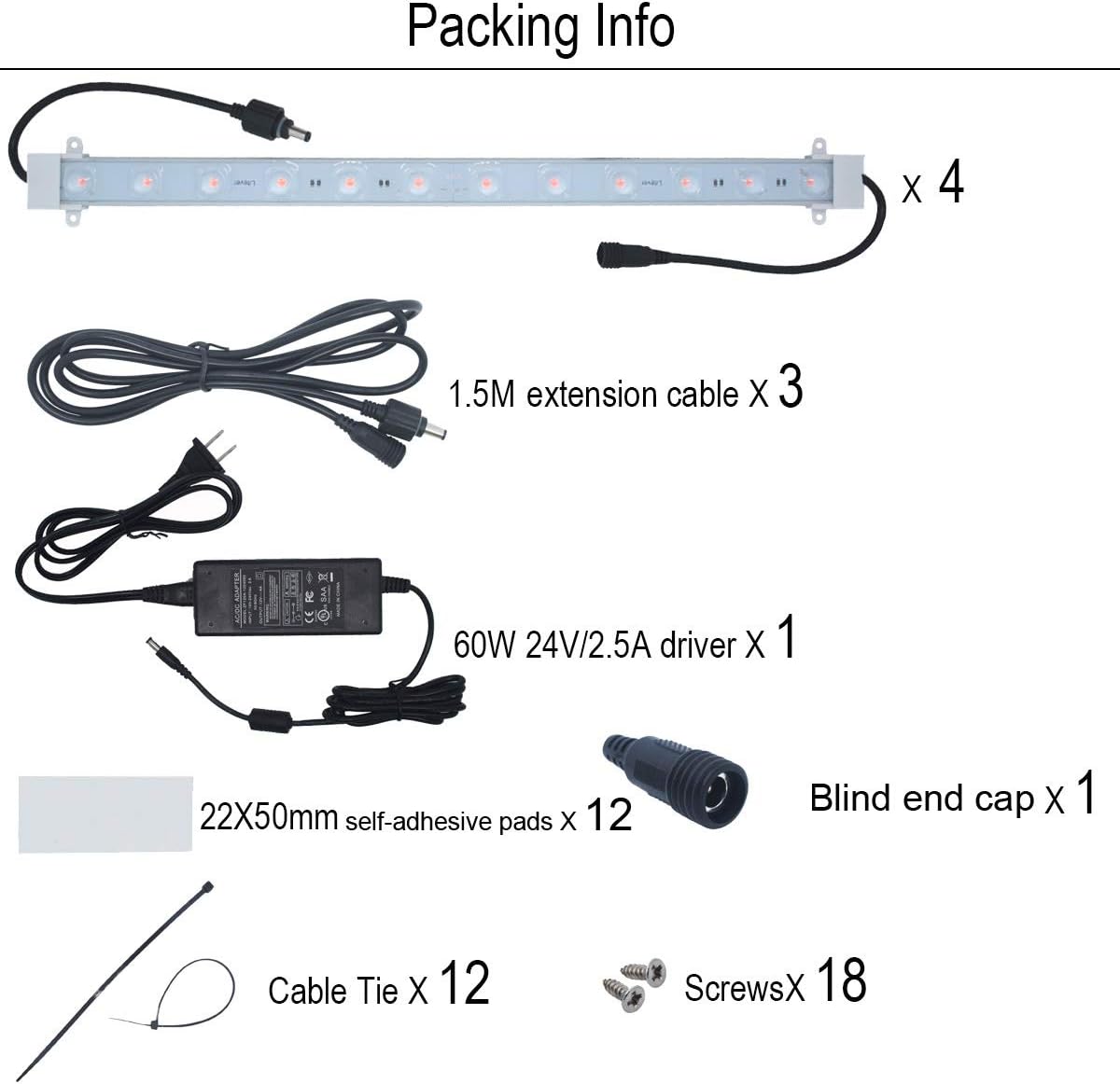 4 pcs 16 Inches LED Grow Light Strips with Extension Cables C96045