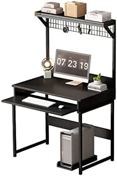51 Inch Computer Desk with Metal Legs and Upper Shelves A787369
