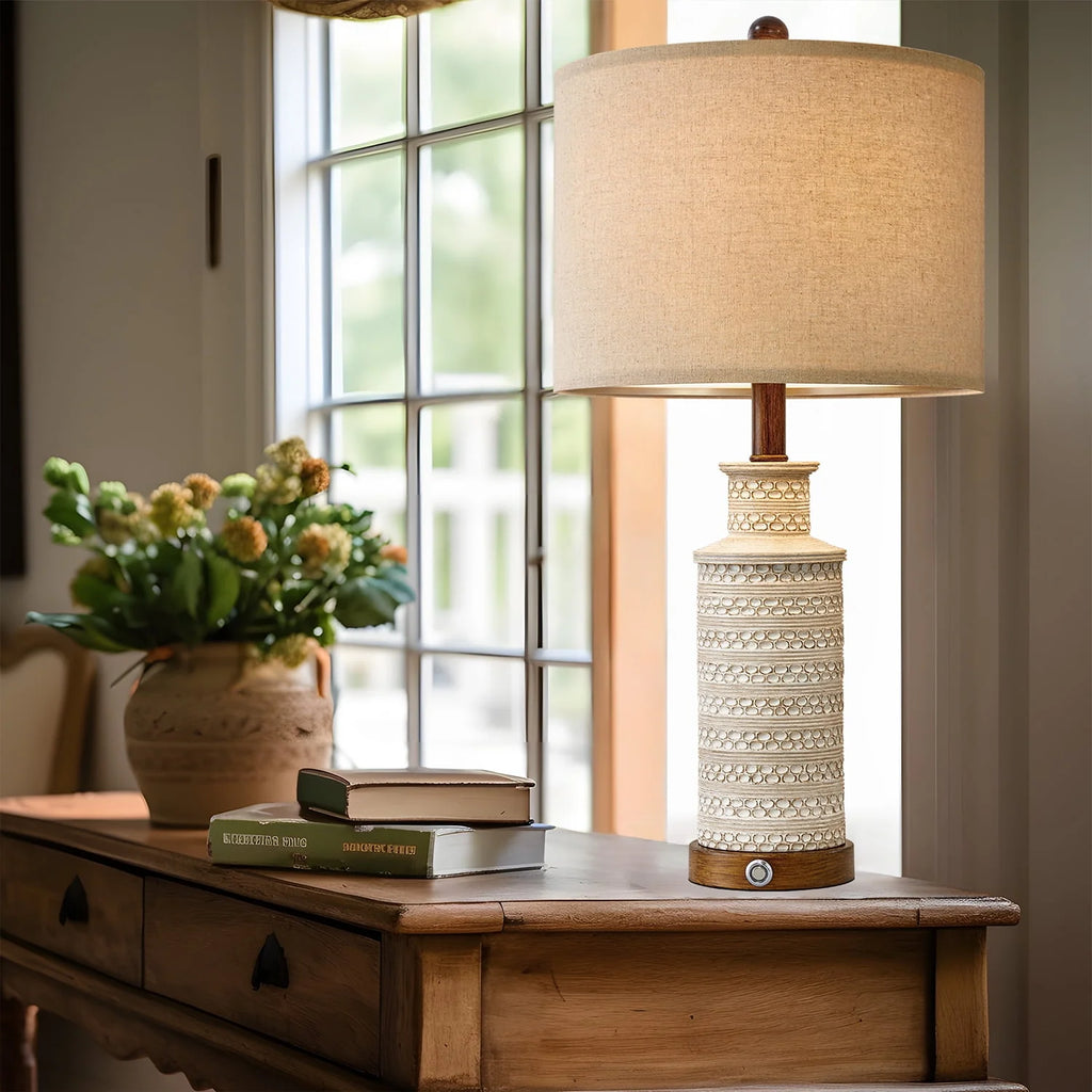 3 Way Dimmable Table Lamp Set of 2 with USB Ports H74914