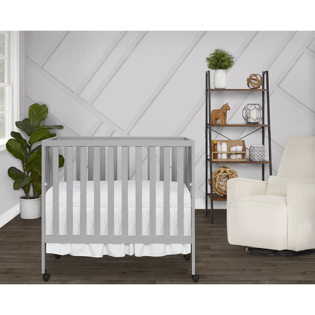 Pebble Grey Folding Crib K120