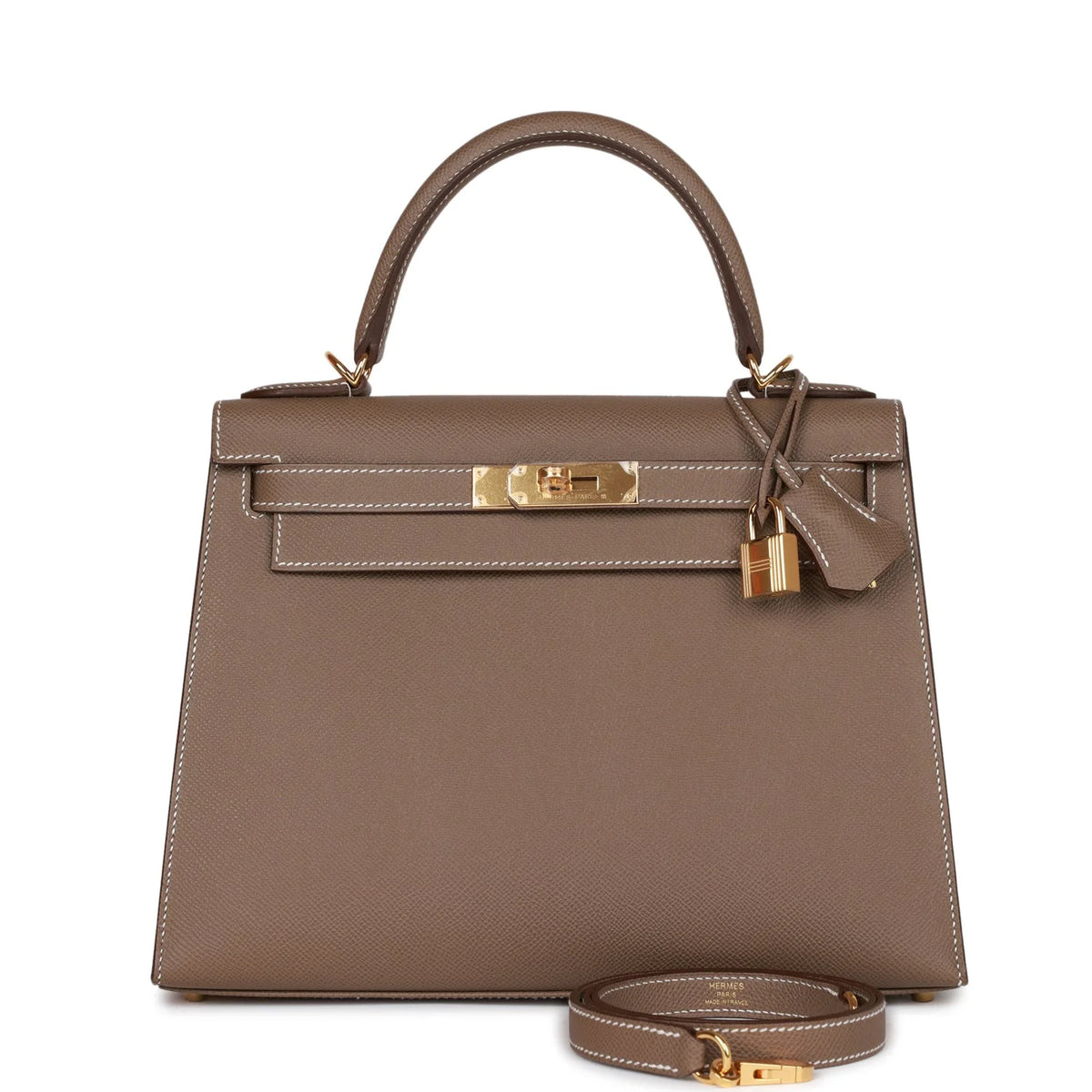 Kelly 28 Etoupe Epsom Handbag J7460