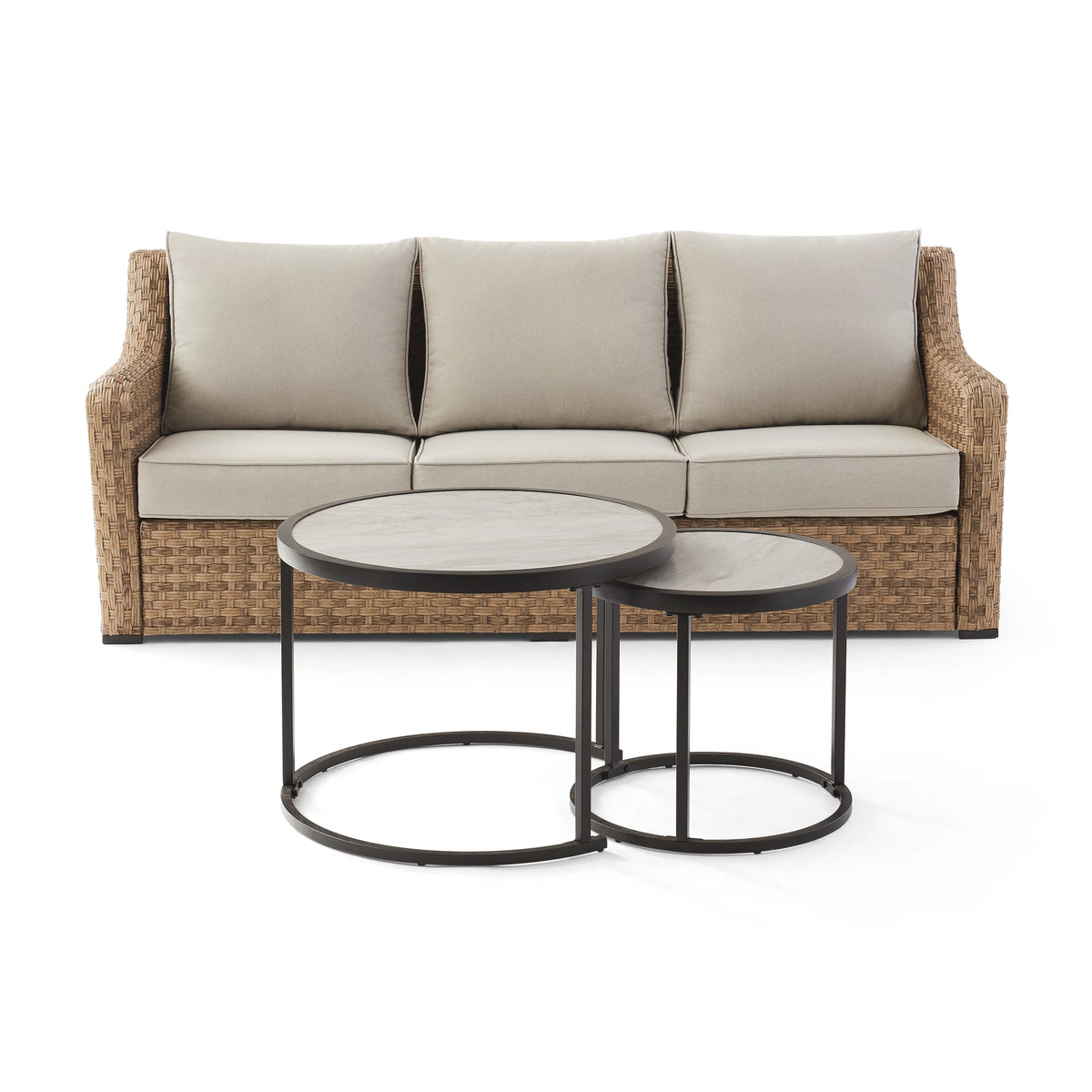 3-Piece Sofa & Nesting Table Set with Patio Cover J874