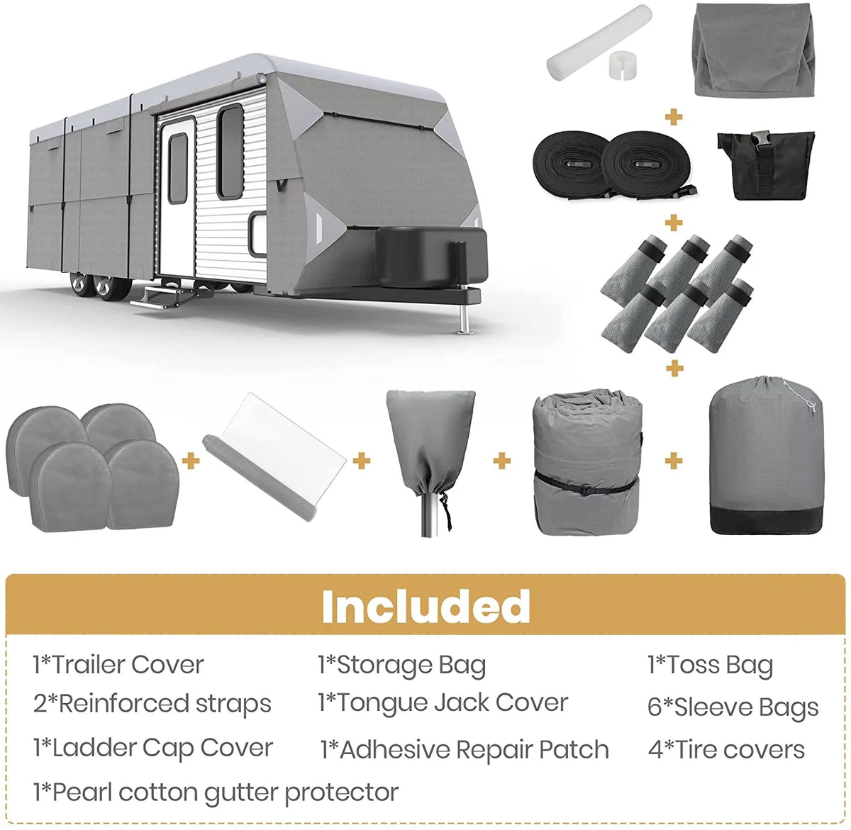 22'-24' Travel Trailer RV Cover with 4 Tire Covers N46028