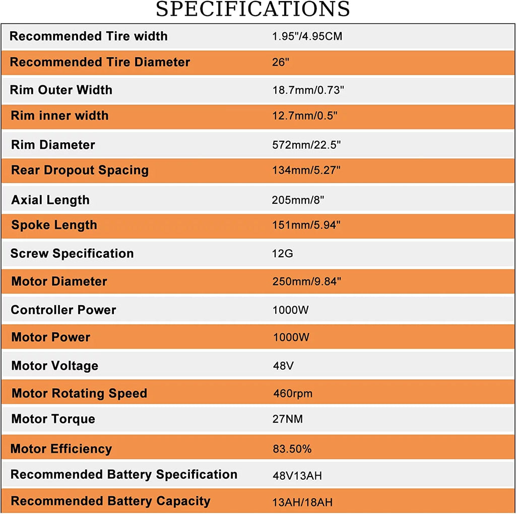 48V 1000W 26" Electric Bike Conversion Kit with LCD Display E601202