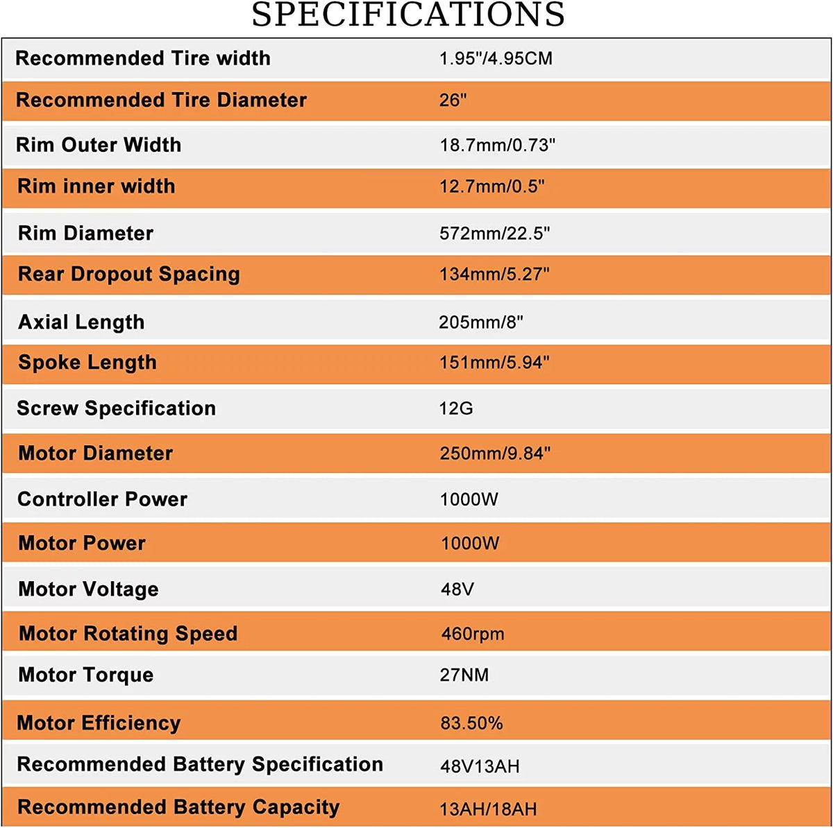 48V 1000W 26" Electric Bike Conversion Kit with LCD Display E601202