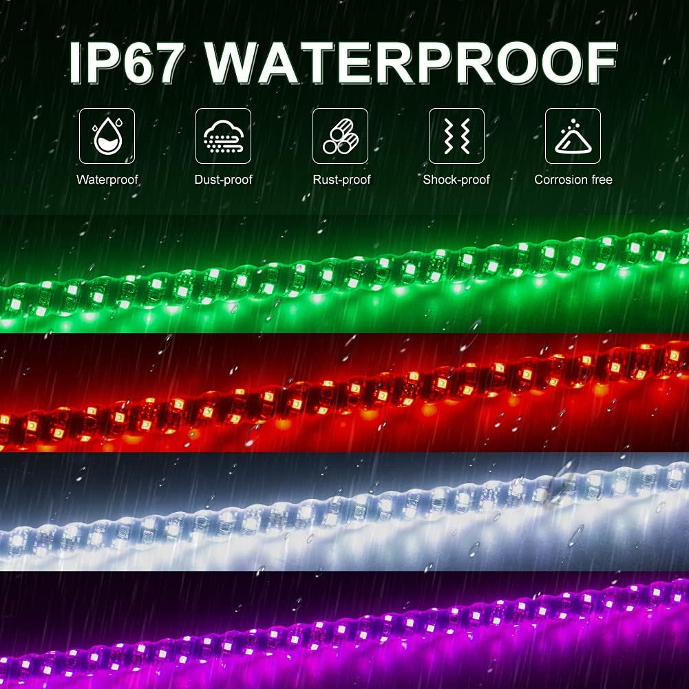 2pc 3ft LED Whip Lights RGB Spiral Whip Lights with Remote Control I8068