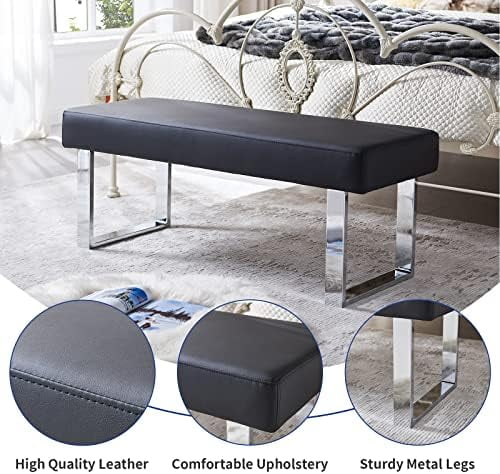 Upholstered Bench with Metal Legs B6394