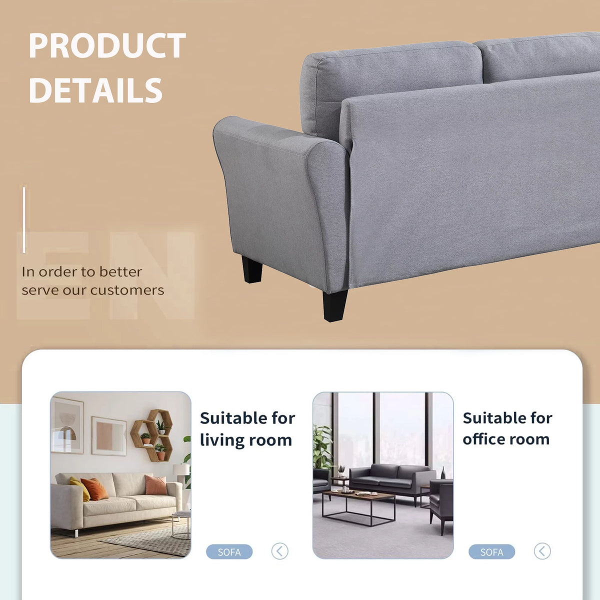 58" Gray Upholstered 2 Seater Sofa X2580
