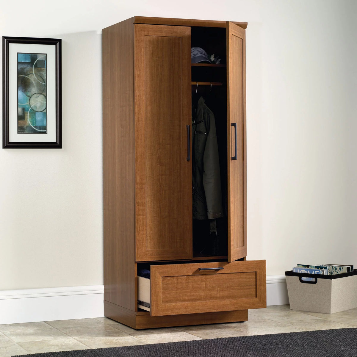 Sienna Oak Finish Wardrobe/Storage Cabinet L566830