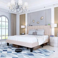 King Size Platform Bed Frame with Wingback Headboard Gray L9979