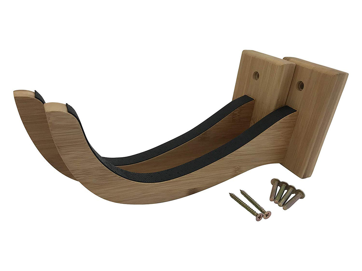 Surfboard Wall Mount with Rubber Strip and Dark Stained Wood F614334