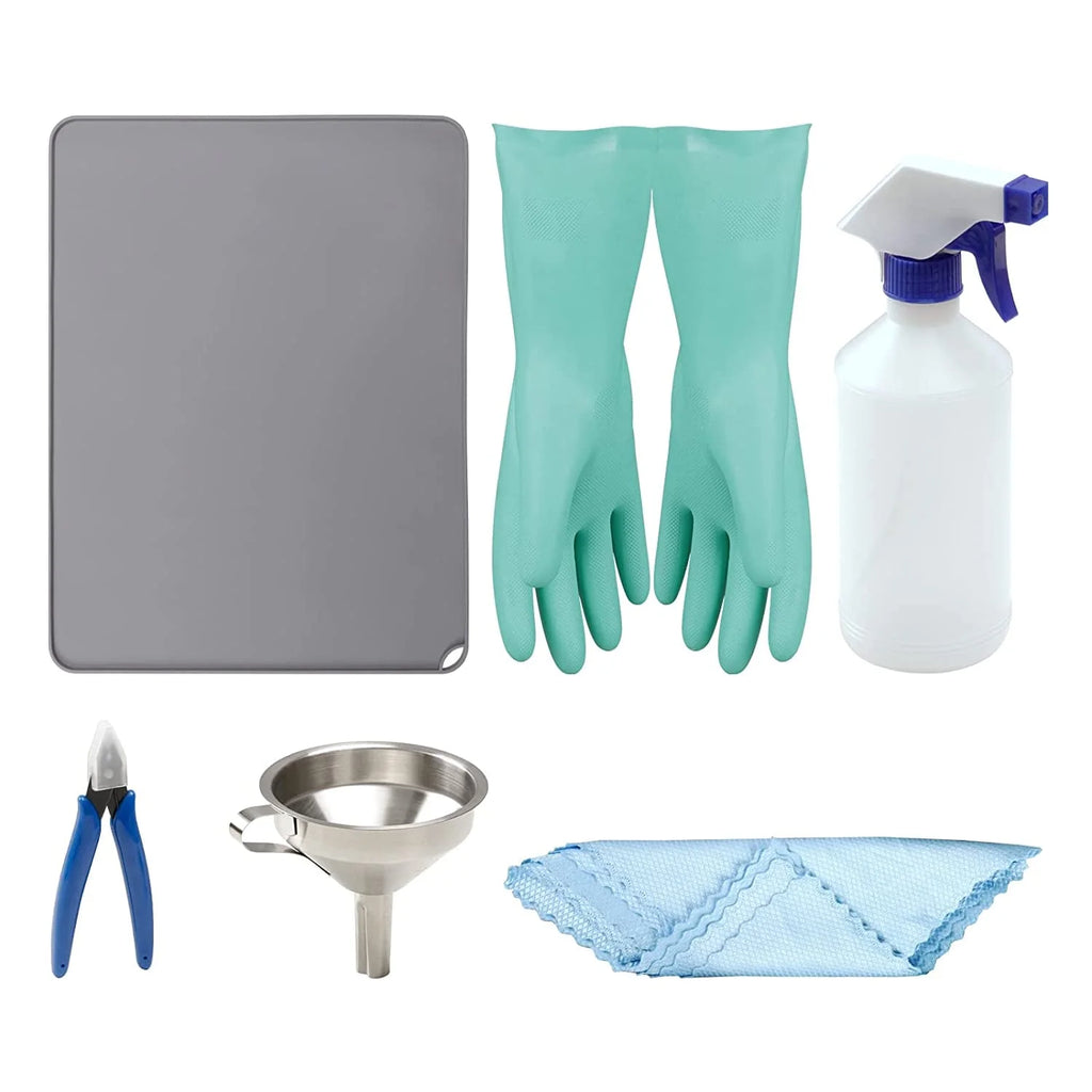 3D Printer Tool Kits with Silicone Pad, Resin Filter, Water Bottle, Cloth, Gloves, Nipper A3759