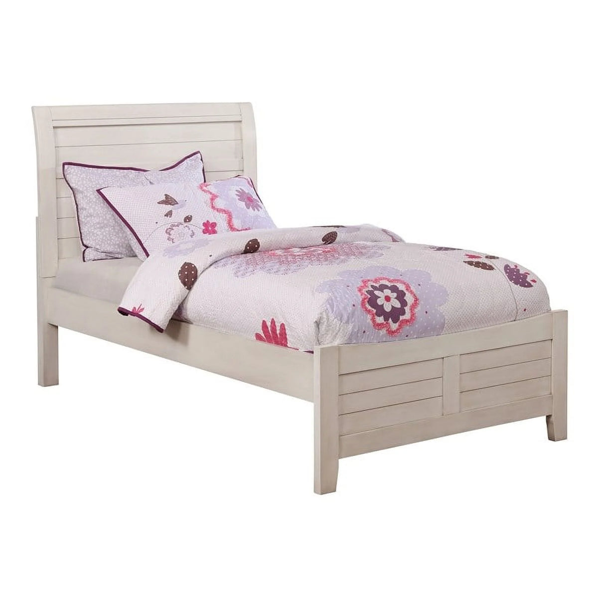 White Wood Full Bed with Curved Headboard X650150