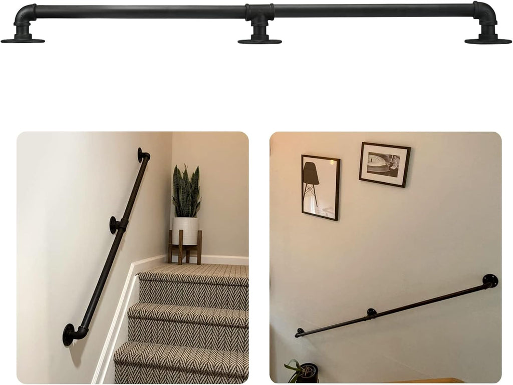 Black Steel Pipe Stair Railing Handrail K1233