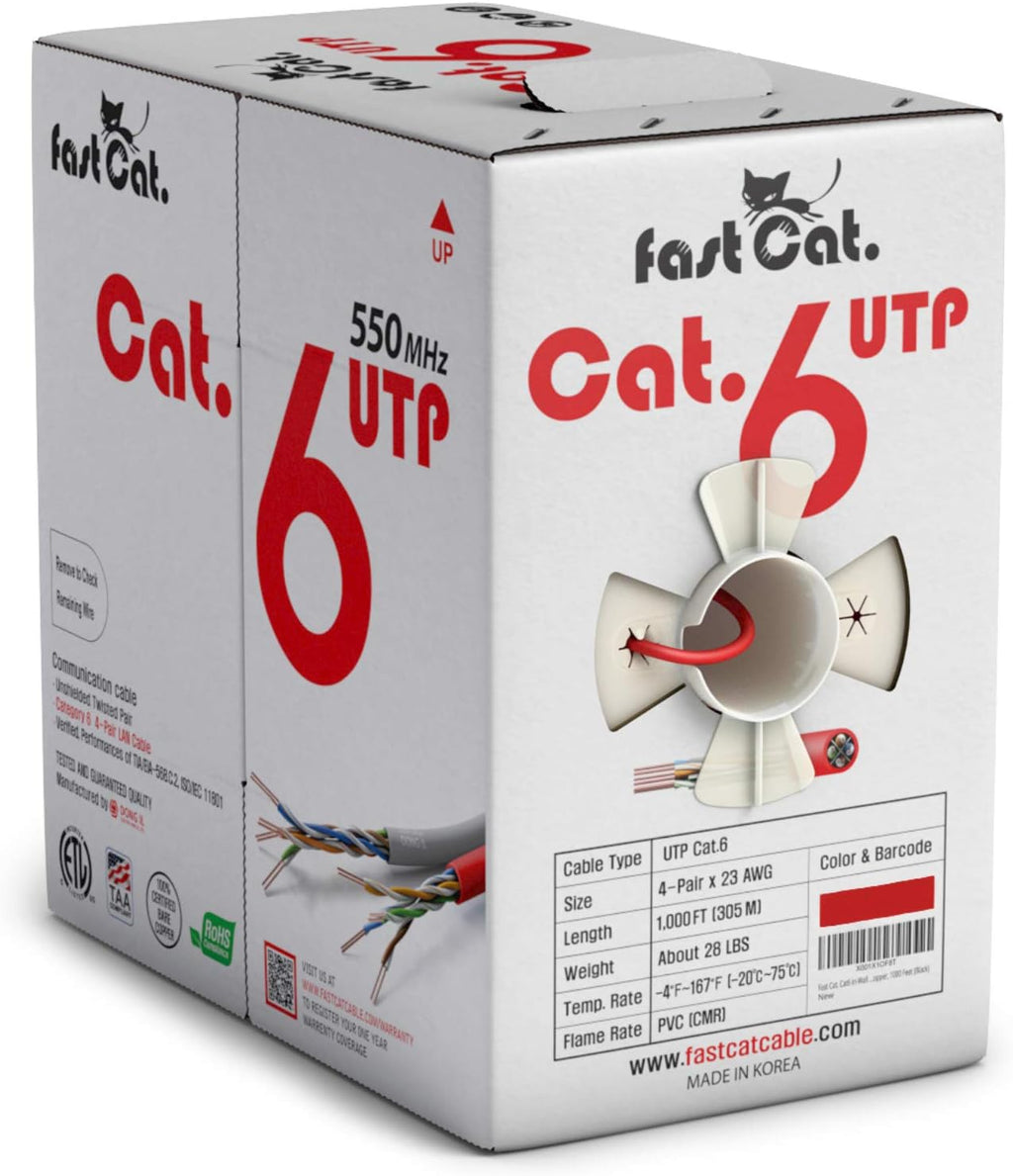Cat6 Ethernet Cable 1000ft 23 AWG CMR Solid Bare Copper UTP LAN Cable White R843