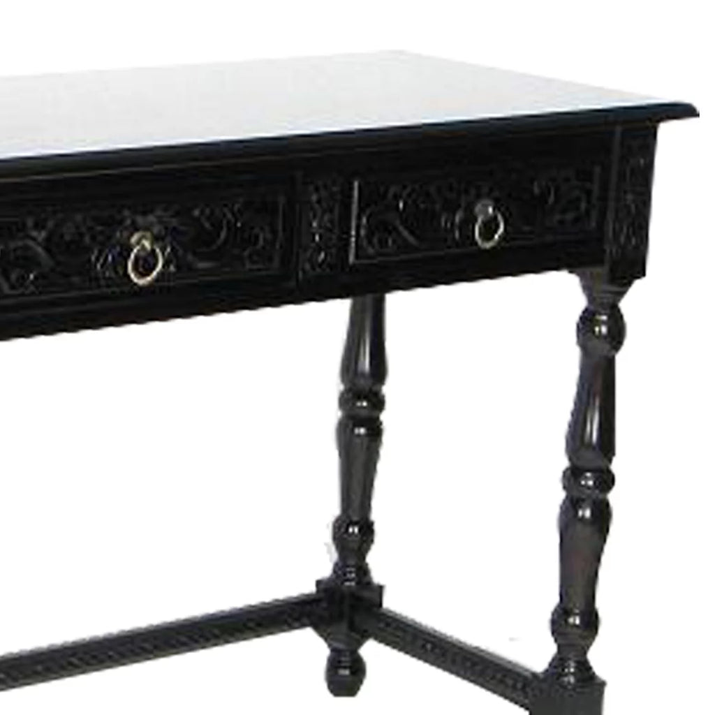 Black Wooden Console Table with Turned Legs V625