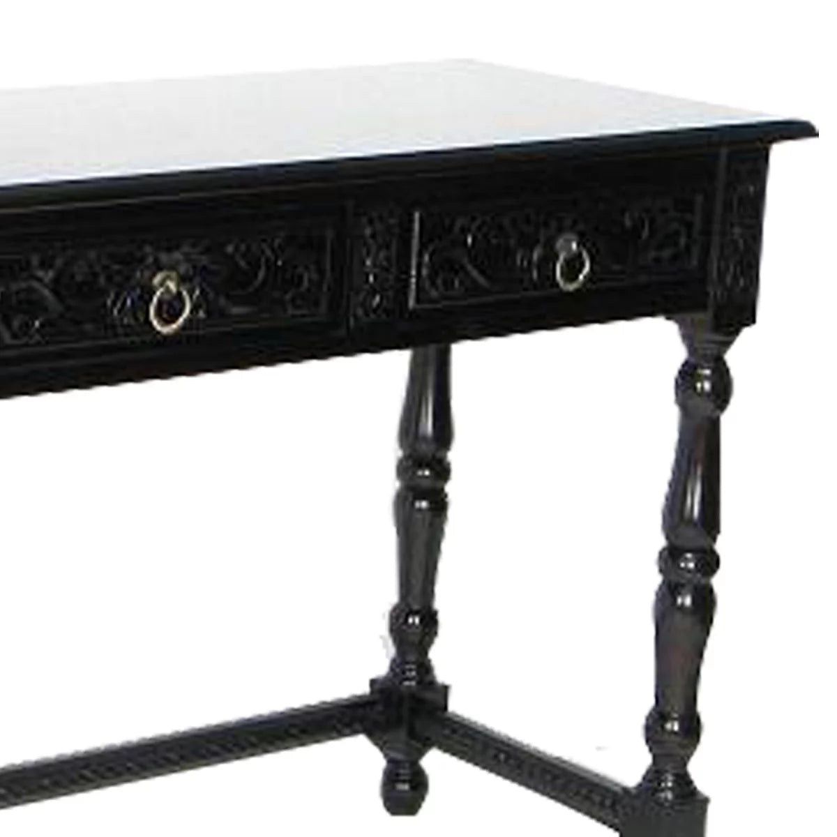 Black Wooden Console Table with Turned Legs V625