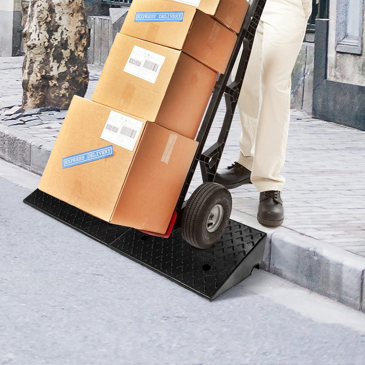 Rubber Curb Ramps, 6 H x 19 W, Pack of 2 G190