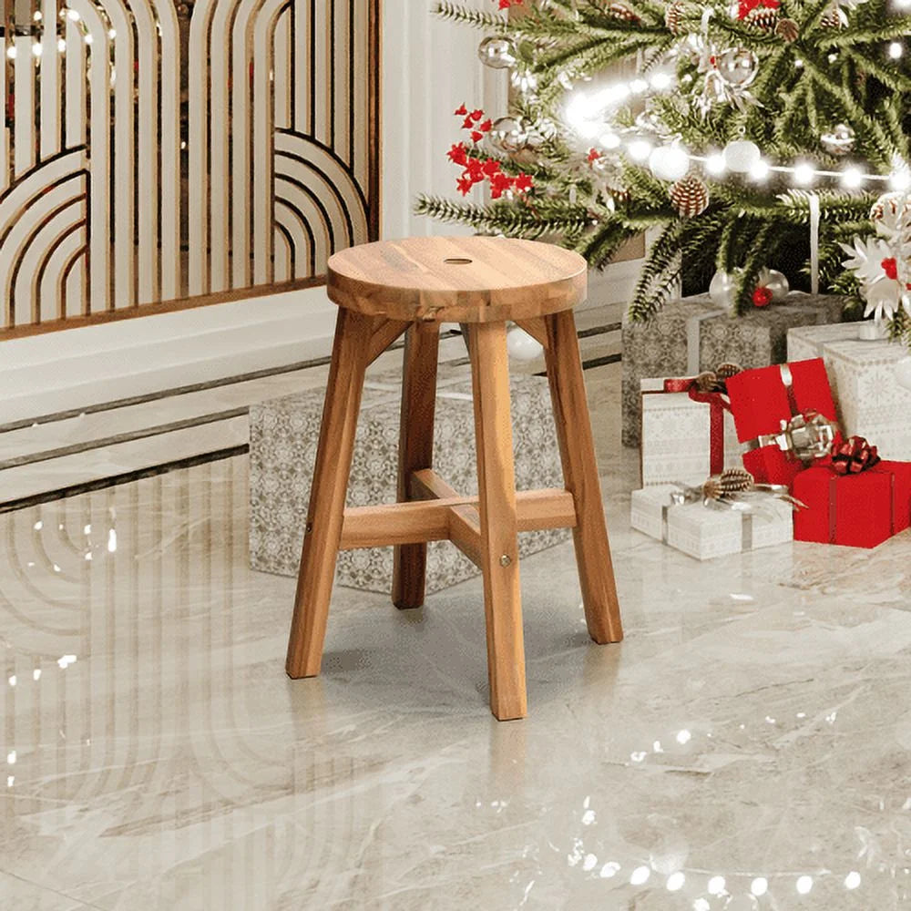 Acacia Wood Stool Round Top Natural Color H333