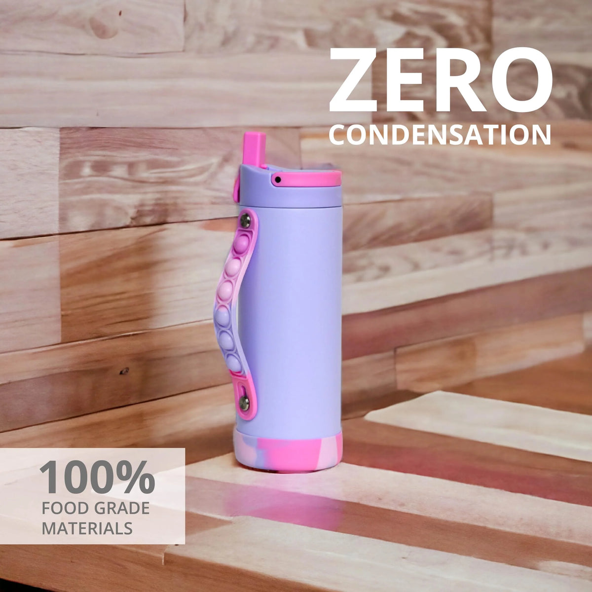 14oz Triple Insulated Stainless Steel Water Bottle with Straw Lid I65079