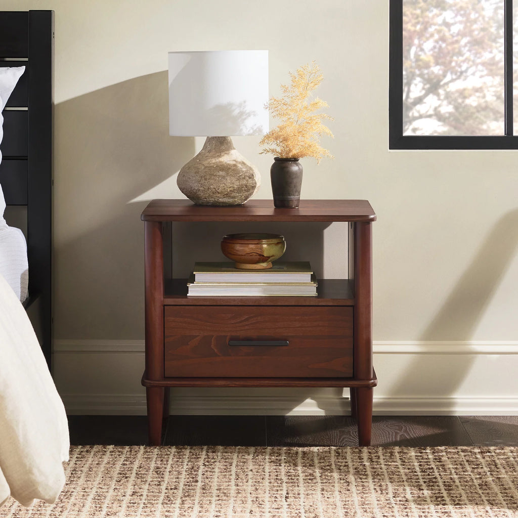 Walnut 1-Drawer Nightstand B197