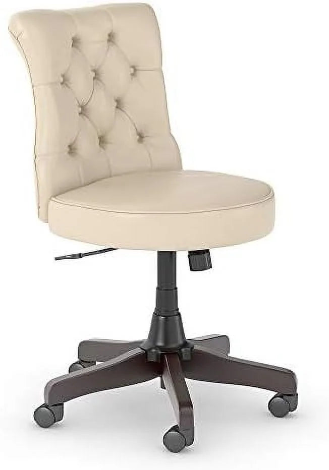 Antique White Leather Mid Back Tufted Office Chair G232659